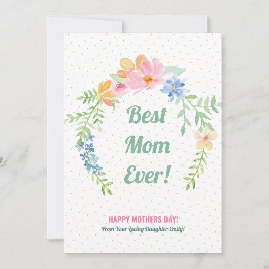 Pastellrosa und blaue Blumenkranke Feiertagskarte (Vorderseite)