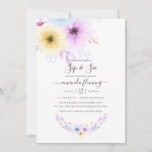 Pastellrosa und blaue Blütensippe und Siehe Einladung (Vorderseite)
