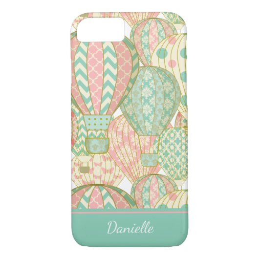 Pastellrosa und Blaue Heißluftballons mit Namen Case-Mate iPhone Hülle (Rückseite)