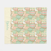 Pastellrosa und Blaue Heißluftballons mit Namen Fleecedecke (Vorderseite (Horizontal))