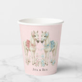 Pastellrosa und Blaue Hochzeitspferde Pappbecher (Vorderseite)