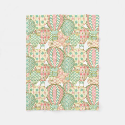 Pastellrosa und Blaue Luftballons Muster Fleecedecke (Vorderseite)