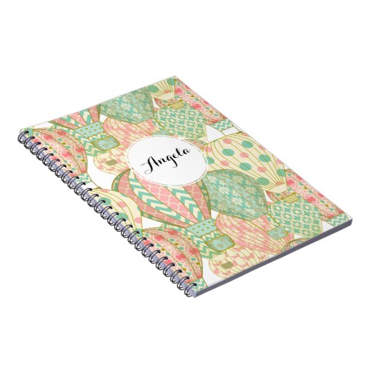 Pastellrosa und blaue Luftballons Notizblock (Rechte Seite)