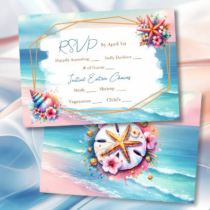 Pastellrosa und Blaue Ozeanansicht - RSVP Einladung