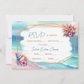 Pastellrosa und Blaue Ozeanansicht - RSVP Einladung (Vorderseite)