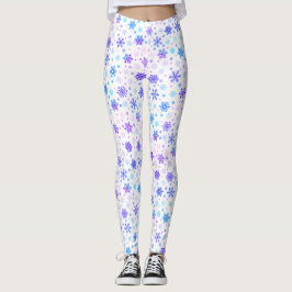 Pastellrosa und Blaue Schneeflocken Elegant Weiß Leggings