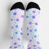 Pastellrosa und Blaue Schneeflocken Elegant Weiß Socken (Oben)