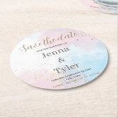 Pastellrosa und Blaue Wasserfarbe Save the Date Runder Pappuntersetzer (Angewinkelt)