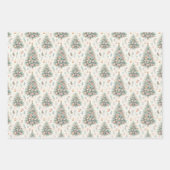 Pastellrosa und blaue Weihnachtsbäume dekoriert Geschenkpapier Set (Vorderseite 2)