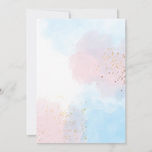 Pastellrosa und blaues Brautparty Einladung (Rückseite)