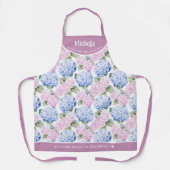 Pastellrosa und blaues Hydrangemuster Schürze (Vorderseite)