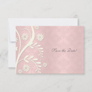 Pastellrosa und cremefarbener Damast Save the Date