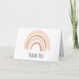 Pastellrosa und falscher Glitter Boho-Regenbogen-G Dankeskarte