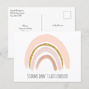Pastellrosa und falscher Glitter Boho-Regenbogen g Postkarte