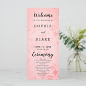 Pastellrosa und florales Metallic-Hochzeitsprogram (Stehend Vorderseite)