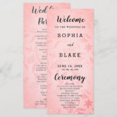 Pastellrosa und florales Metallic-Hochzeitsprogram (Vorne/Hinten)