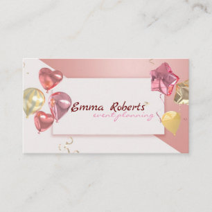 Pastellrosa und Gold Eventplaner Balloonkünstler Visitenkarte