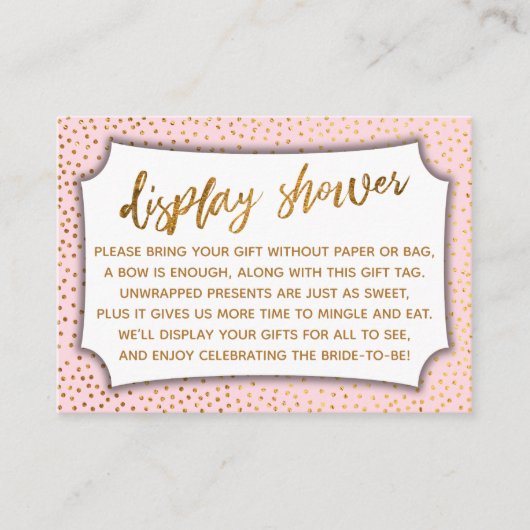 Pastellrosa und goldene Konfetti-Showkarte Begleitkarte (Vorderseite)