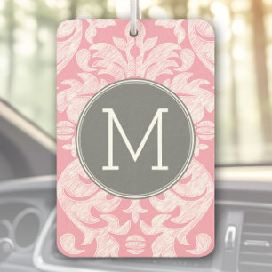 Pastellrosa und Grau Damast-Muster mit individuell Autolufterfrischer