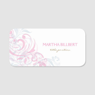 Pastellrosa und graue Blume Namensschild