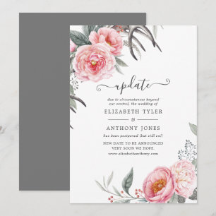 Pastellrosa und graue Boho-Floral-Hochzeitsankündi Einladung