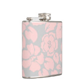 Pastellrosa und graue Floral Monogramm Flachmann (Rechts)