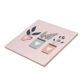 Pastellrosa und graue moderne Pflanze Fliese (Seite)