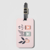 Pastellrosa und graue moderne Pflanze Gepäckanhänger (Vorderseite Vertikal)