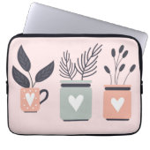Pastellrosa und graue moderne Pflanze Laptopschutzhülle (Vorderseite)