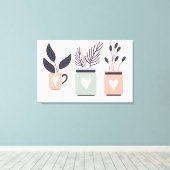 Pastellrosa und graue moderne Pflanze Leinwanddruck (Insitu (Holzboden))