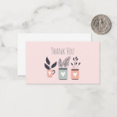 Pastellrosa und graue moderne Pflanze Mitteilungskarte (Vorderseite/Rückseite Beispiel)