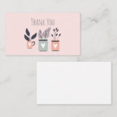 Pastellrosa und graue moderne Pflanze Mitteilungskarte (Vorne/Hinten)