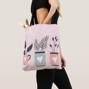 Pastellrosa und graue moderne Pflanze Tasche