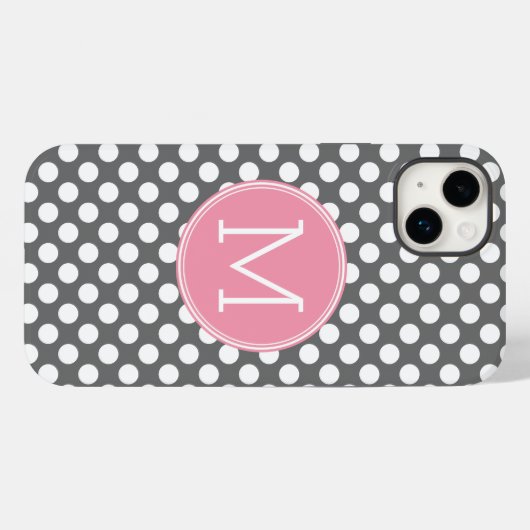 Pastellrosa und graue Polka-Punkte mit benutzerdef Case-Mate iPhone Hülle (Rückseite (Horizontal))