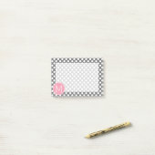 Pastellrosa und graue Polka-Punkte mit benutzerdef Post-it Klebezettel (Auf Schreibtisch)
