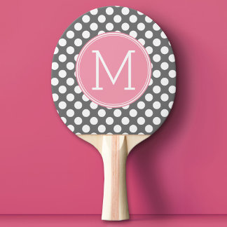 Pastellrosa und graue Polka-Punkte mit benutzerdef Tischtennis Schläger