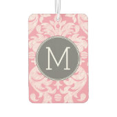 Pastellrosa und graues Damaskusmuster - benutzerde Autolufterfrischer (Rückseite)