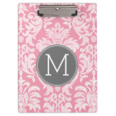 Pastellrosa und graues Damaskusmuster - benutzerde Klemmbrett (Vorderseite)