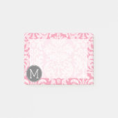 Pastellrosa und graues Damaskusmuster - benutzerde Post-it Klebezettel (Vorderseite)