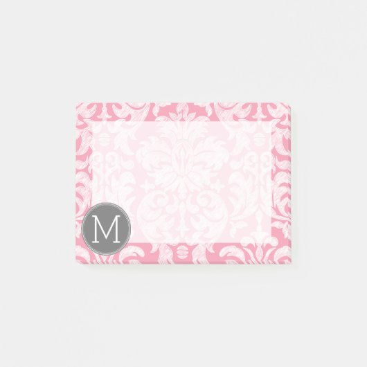 Pastellrosa und graues Damaskusmuster - benutzerde Post-it Klebezettel (Vorderseite)