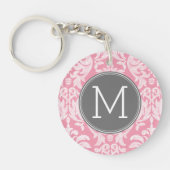 Pastellrosa und graues Damaskusmuster - benutzerde Schlüsselanhänger (Vorderseite)