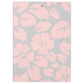 Pastellrosa und graues florales Monogramm Klemmbrett (Rückseite)