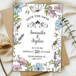 Pastellrosa und Grün und Blau Save The Date  Einladung