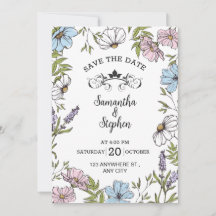 Pastellrosa und Grün und Blau Save the Date