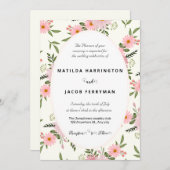 Pastellrosa und grüne Blumenrahmen Einladung (Vorne/Hinten)