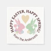 Pastellrosa und Grüne Bunnien mit Ostern Serviette (Vorderseite)
