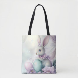 PASTELLROSA UND GRÜNE OSTEREIER UND HASE TASCHE