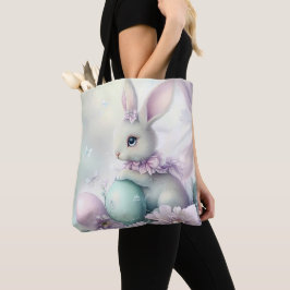 PASTELLROSA UND GRÜNE OSTEREIER UND HASE TASCHE