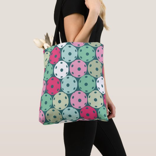 Pastellrosa und grüne Pickleballs Tote Tag Tasche (Von Nahem)