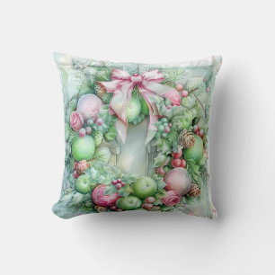 Pastellrosa und grüne Weihnachts-Wurfkissen Kissen